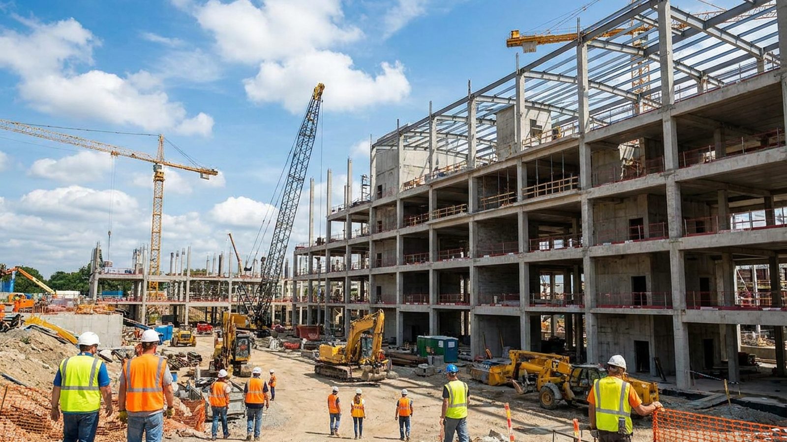 Multi-storey concrete frame under construction